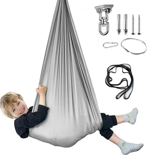 Miniatura 13 de Columpio sensorial para niños y adultos, columpio de terapia de doble capa para interiores y exteriores, columpio para acurrucarse con accesorios