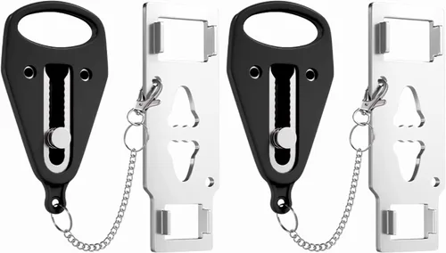 Cerradura de Puerta Portátil Paquete de 2 para Viajes – Cerraduras de Puerta de Hotel para Seguridad de Viajeros – Cerradura de Seguridad de Puerta