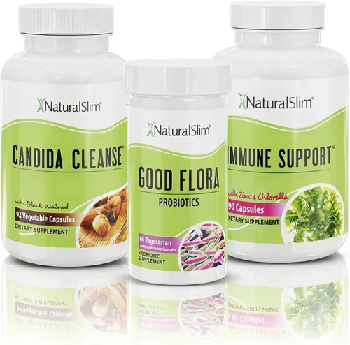 NaturalSlim - Paquete de suplementos de apoyo para limpieza intestinal, kit candiséptico con cápsulas de apoyo nutricional y digestivo, sistema de