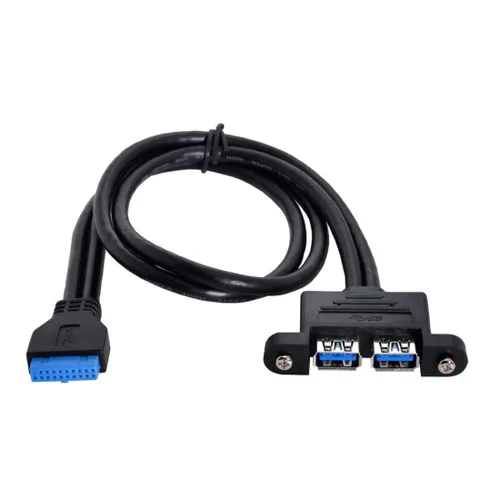 Miniatura 10 de chenyang USB 3.0 Cabezal de panel frontal 2 macho a 2 USB 3.0 hembra Panel Cable de extensión 0.5M con orificios de montaje en panel