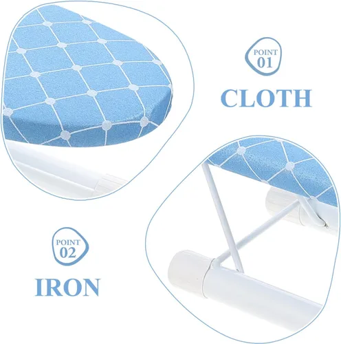 Miniatura 4 de Mini tabla de planchar plegable pequeña tabla de hierro plegable con manga fija para coser azul cielo