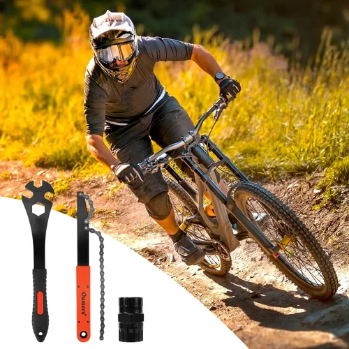 Miniatura 7 de Oumers Herramienta de extracción de casete de bicicleta, látigo de cadena de bicicleta+llave de pedal+herramienta de extracción de rueda libre 2