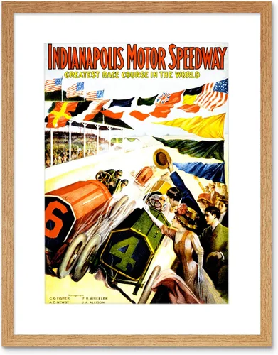 Miniatura 5 de The Art Stop Sport Race Indianapolis Motor Speedway Car Flag Indy 500 Impresión enmarcada B12X11273