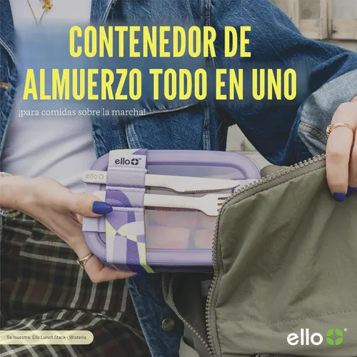 Miniatura 6 de Ello Juego de 2 contenedores de almacenamiento de alimentos de plástico para lonchera, tipo Bento, con tapas de plástico herméticas, a prueba