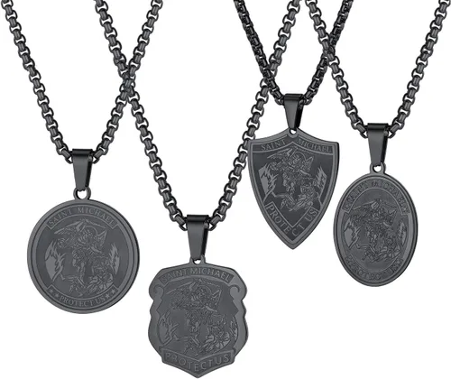 Miniatura 137 de U7 Saint Benedict/Michael Medal Necklace, 316L Stainless Steel Virgin Mary Necklace for Men Women, Bible Verse Protection Necklace Catholic
