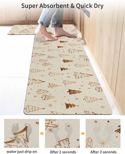 Miniatura 4 de Tapete de baño de Navidad para bañera, antideslizante, de secado rápido y absorbente, tierra de diatomeas, fregadero de cocina, lavable, moderno