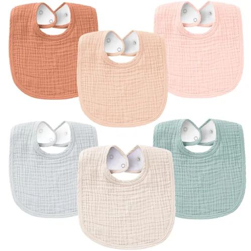 Konssy Juego de 6 baberos de muselina para niños y niñas, baberos de bandana de algodón suave absorbentes para babeo y dentición Algodón de azúcar