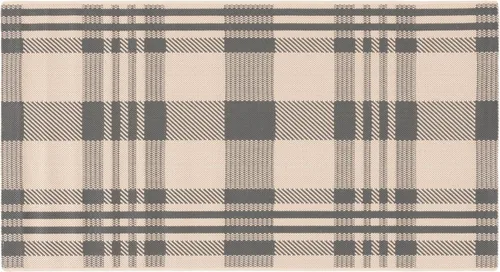 Miniatura 56 de SAFAVIEH Alfombra Lavable para Exteriores Colección Courtyard - 2'3" x 4', Beige y Azul, Patrón a Cuadros, No Desprende Pelusa y Fácil Limpieza