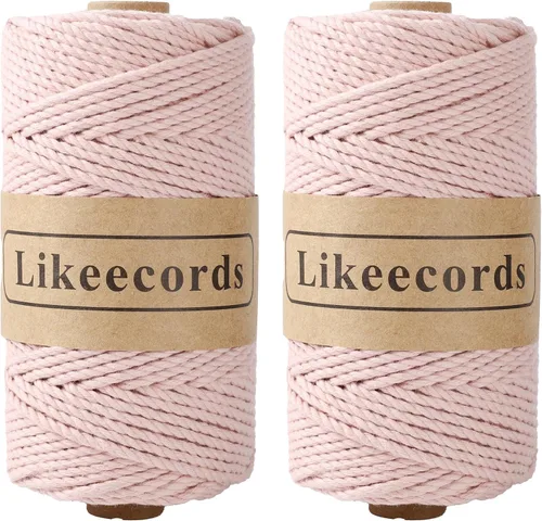 Miniatura 18 de Likeecords Cordón de algodón para macramé de 3mm x 100 metros, hilo torcido de 3 hebras, cuerda de macramé, hilo de algodón para macramé, cuerda