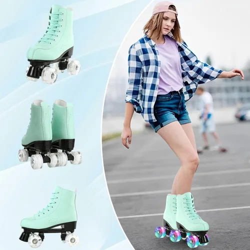 Miniatura 6 de Jessie - Patines de piel sintética ajustables de cuatro ruedas de alta calidad para mujeres, hombres, niños y niñas - Interior y exterior Rueda