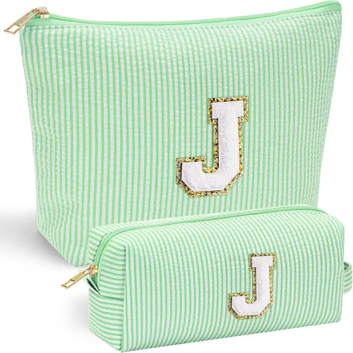 Miniatura 91 de YOOLIFE Regalos del Día de la Madre para mujeres, bolsa de maquillaje con inicial, bolsa de cosméticos, bolsa de maquillaje de viaje, regalos Rosado