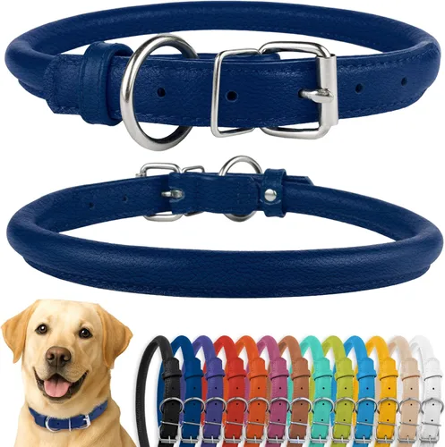 Miniatura 44 de CollarDirect Collar de perro con tachuelas, collares de cuero para mascotas para perros pequeños, medianos y grandes, acolchado suave, marrón, negro