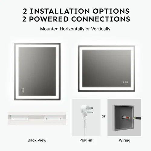 Miniatura 9 de Espejo de baño LED de 24 x 32 pulgadas con luces – antiniebla, regulable, retroiluminado e iluminado frontalmente, espejo de tocador iluminado