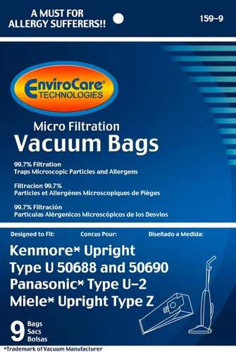 Miniatura 5 de EnviroCare Bolsas de vacío de repuesto para Kenmore U/L/O 50688 y 50690, Panasonic Tipo U-2, Miele Tipo Z. Paquete de 9