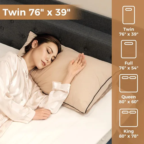 Miniatura 2 de Protector de colchón eléctrico de 75 x 39 pulgadas con 8 niveles de calor, 4 tiempos, protección contra sobrecalentamiento, controlador desmontable