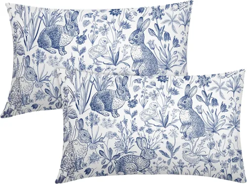 Miniatura 33 de Juego de 2 fundas de almohada de plantas verdes de 18 x 18 pulgadas, diseño de hojas de helecho botánico verde salvia, primavera, verano, vintage