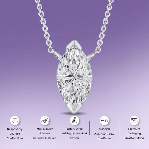 Miniatura 36 de La Joya Collares de diamantes de 1 quilate para mujer Collar de diamante solitario cultivado en laboratorio GH VS/SI Cadena de oro macizo