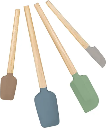 Miniatura 8 de Juego de espátulas de silicona, espátulas de goma de grado alimenticio, 4 espátulas de goma antiadherentes, cuchara, raspador de tarros