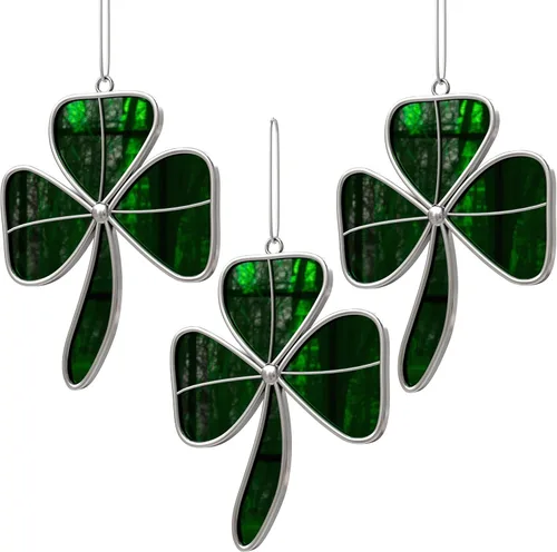 Miniatura 12 de KY&BOSAM Trébol mariposa atrapasoles Faith Hope Love Irish Catcher para ventana, adorno colgante celta, carillón de viento, alas de flores reales