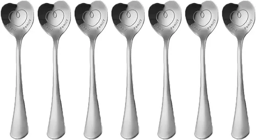 Miniatura 10 de 7 piezas de cucharas de acero inoxidable con forma de corazón - Café, postre, helado, té, amor - Lindas (doradas)