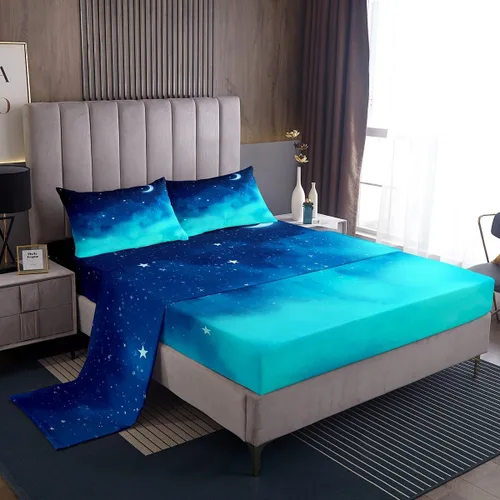 Miniatura 33 de Juego de sábanas con diseño de mármol, sábanas suaves y modernas con patrón de textura de mármol, juego de sábanas y fundas de almohada de 3 piezas