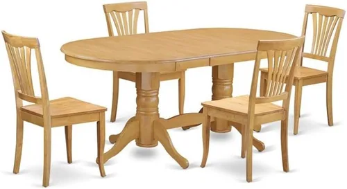 Miniatura 22 de East West Furniture VAAV5-LWH-W - Juego de comedor de 5 piezas para 4 personas, incluye una mesa de comedor ovalada con hojas de mariposa y 4 sillas