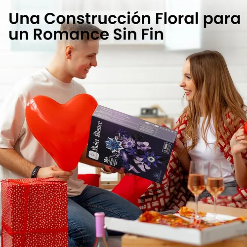 Miniatura 8 de Juego de construcción de ramos de flores de dalia para adultos, regalos para mujeres, novia, esposa, mamá, colección botánica gótica, floral Morado
