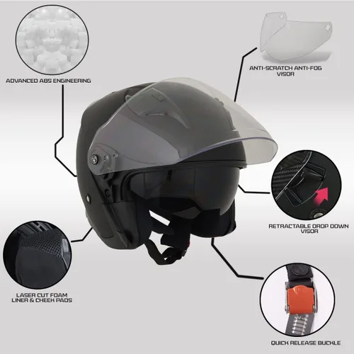 Miniatura 2 de Milwaukee Helmets Casco de motociclista de cara abierta 3/4 MPH98XX - XS