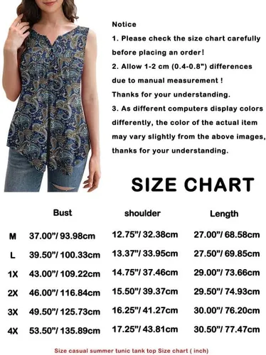Miniatura 5 de Othyroce Blusa tipo túnica sin mangas para mujer, de talla grande, con estampado de verano, con botones