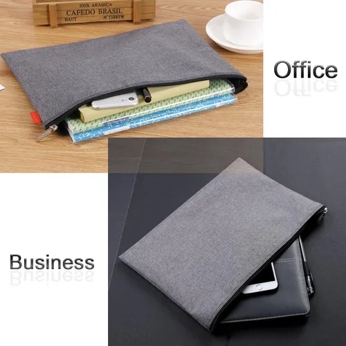 Miniatura 5 de Paquete de 5 bolsas de herramientas de lona con cremallera, 13.3 x 9.4 pulgadas, 14 onzas, resistente, impermeable, multiusos, para organizar