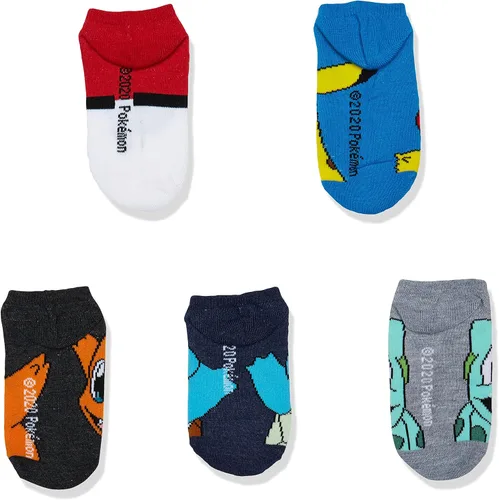 Miniatura 3 de Pokemon Paquete de 5 calcetines casuales invisibles para niños multicolor brillante talla de calcetín 6-85 de EE UU Multicolor brillante