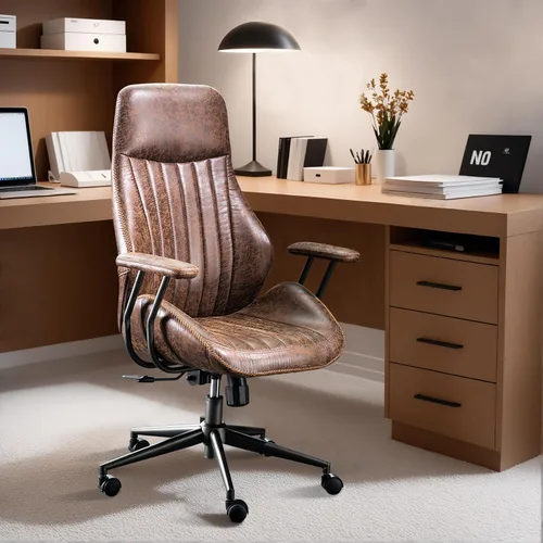 Miniatura 11 de ovios Silla de oficina ergonómica ejecutiva, respaldo alto, cómodas sillas de computadora de piel sintética de gamuza sintética, sillón giratorio