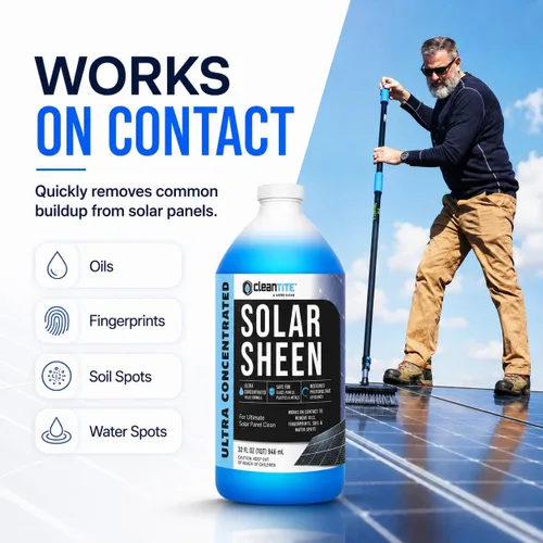 Miniatura 4 de Limpiador de paneles solares de 32 onzas (hace 4.52 oz) – Solución de limpieza súper concentrada para vidrio, metal, madera y plástico – Elimina