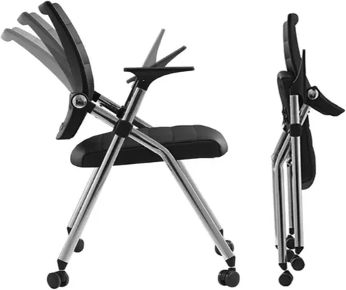 Silla de oficina plegable con ruedas, sillas de entrenamiento para conferencias, sillas de oficina acolchadas portátiles. Respaldo hinchable,