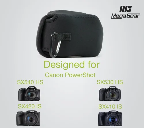 Miniatura 7 de MegaGear Funda de neopreno ultra ligera para cámara con mosquetón para cámaras digitales Canon PowerShot SX540 HS, SX530 HS, Canon PowerShot SX420