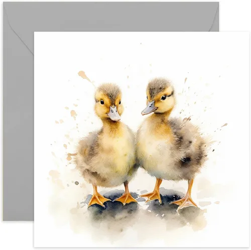 Old English Co. - Tarjeta de felicitación para cumpleaños de polluelos de patito de acuarela, bonita tarjeta de cumpleaños para mamá, nan, ella,
