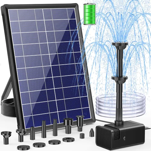 Miniatura 13 de POPOSOAP Bomba de Fuente Solar con Kit de Filtro de Estanque con Batería de Respaldo Integrada de 3000mAh, Bomba de Fuente de Agua Solar de 8W