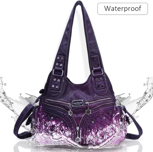 Miniatura 186 de Angel Barcelo - Bolsa de hombro amplia para mujer, diseño Hobo, cuero lavado