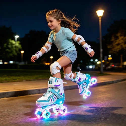 Miniatura 6 de Patines ajustables para niños y niñas, con todas las ruedas iluminadas de 5 a 8 años y 8 a 12 años, para principiantes en deportes al aire libre e