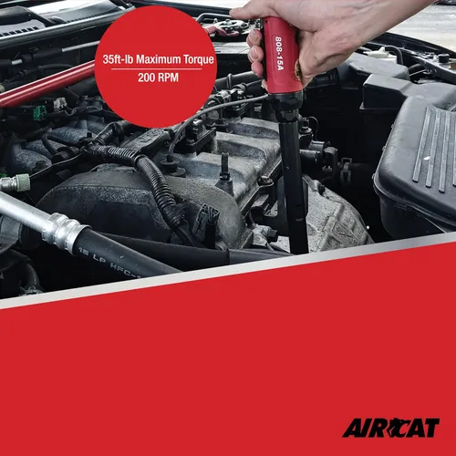 Miniatura 5 de AIRCAT Herramientas neumáticas 808-15-A: Trinquete de largo alcance de 15.3 pulgadas, 200 RPM, 35 ft-lbs Par máximo - 3/8 pulgadas