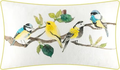 JWH Funda de almohada decorativa con diseño de pájaros coloridos, funda de cojín lumbar color amarillo aguamarina, funda de almohada para decoración