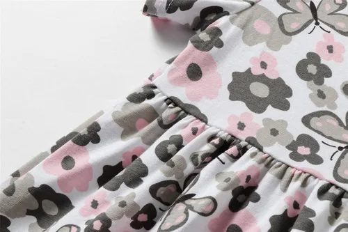Miniatura 6 de Mud Kingdom Vestido de Pascua para niñas, lindo conejo, manga corta, cuello redondo, algodón, casual