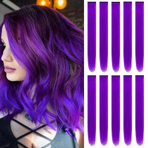 Miniatura 19 de Extensiones de cabello sintético de 22 pulgadas, extensiones de cabello sintético largo y lacio con clip, extensiones de cabello sintético para Negro