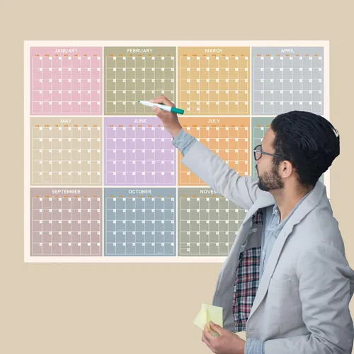 Miniatura 3 de Calendario anual de pared 2026, colorido calendario de pared grande de un vistazo, calendario de 12 meses para pared, una página, horizontal, 32 x
