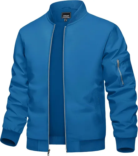 Miniatura 29 de TACVASEN Chaqueta bomber para hombre, ligera, casual, primavera, otoño, cortavientos, con cremallera y bolsillo