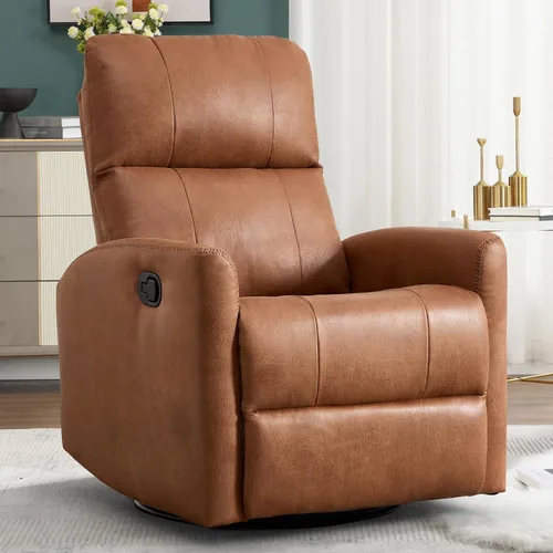 Miniatura 21 de HAOMARKETS Silla reclinable basculante giratoria, sillón reclinable manual de imitación de cuero para adultos, sofá reclinable para cuarto del bebé