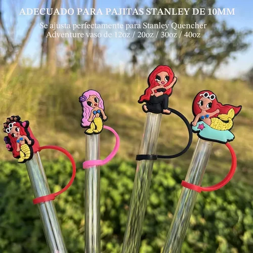 Miniatura 2 de Cubierta de Pajita, 4 Piezas de Tapas para Pajillas para Taza Stanley de 30oz y 40oz con Asa, Tapas de Silicona con Diseño de Sirena para Pajillas
