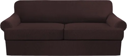 Miniatura 32 de Juego de fundas para sillas con cojines en T de 2 piezas, funda de sofá elástica para sillones y sillas con cojines en T