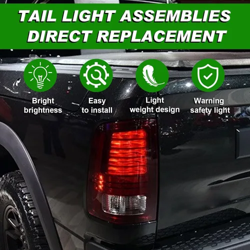 Miniatura 7 de Lochnchn Luces traseras LED compatibles con Ram 1500 2013-2018, Ram 2500/3500 2014-2018, luz trasera con montaje de lámpara de freno Blub, lente
