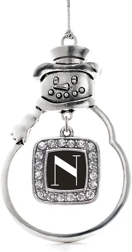 Miniatura 136 de Inspired Silver - Adorno de rodillo de reina - Adorno cuadrado de plata con muñeco de nieve con joyas de circonita cúbica